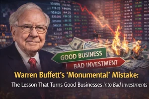 Business valuation and investment risk concept inspired by Warren Buffett’s investing history.
