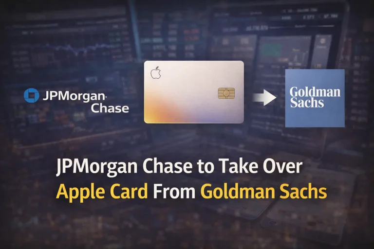 Apple Card issuer change from Goldman Sachs to JPMorgan Chase.