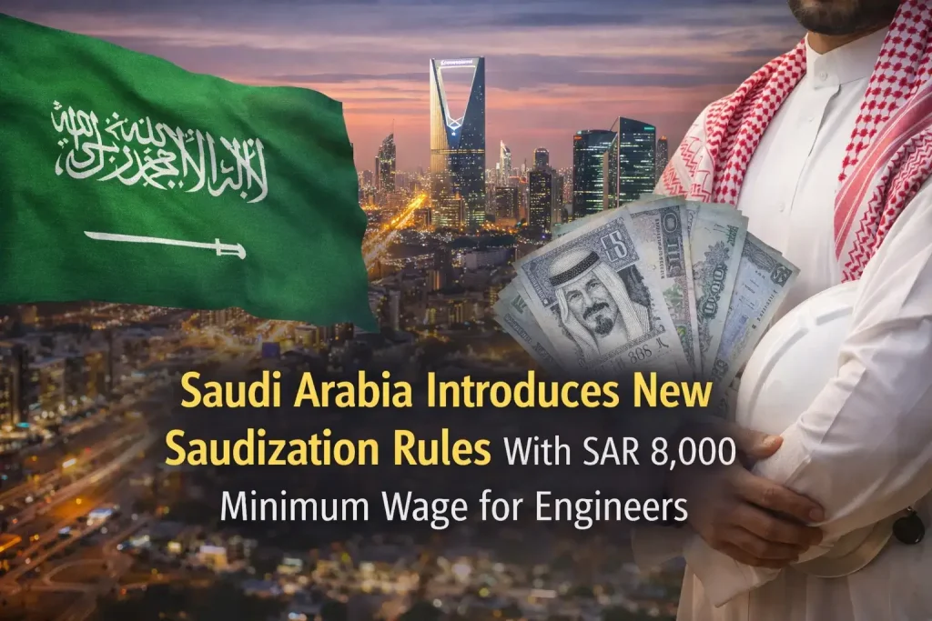 Saudi Arabia introduces updated Saudization policy setting SAR 8,000 minimum salary for engineers