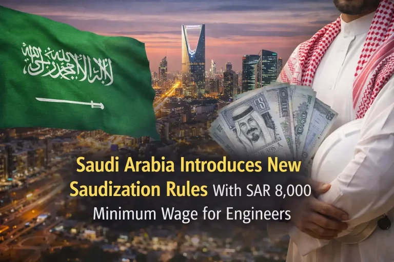 Saudi Arabia introduces updated Saudization policy setting SAR 8,000 minimum salary for engineers